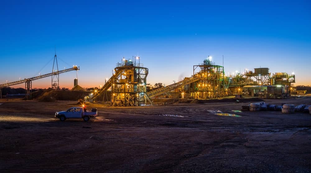 Night view of a mining site in NSW.